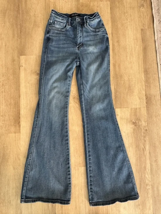 Judy Blue High Waist Tummy Control Contrast Flare Denim sz 26 - Picture 4 of 13